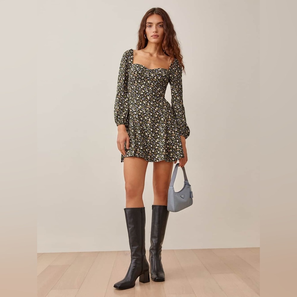 Reformation Mochi Floral Black Dress (Espirit) 8P / 6